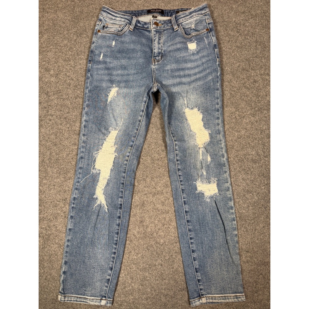 Judy Blue Relaxed Fit Distressed Jeans Medium Wash JB8833 Size 7/28 Womens